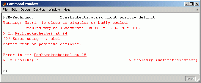 Bei Rechnung mit voll besetzer Matrix reagieren die L�sungsverfahren angemessen