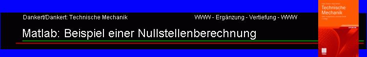 Matlab: Beispiel einer Nullstellenberechnung