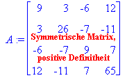 Symmetrische Matrix,

          positive Definitheit